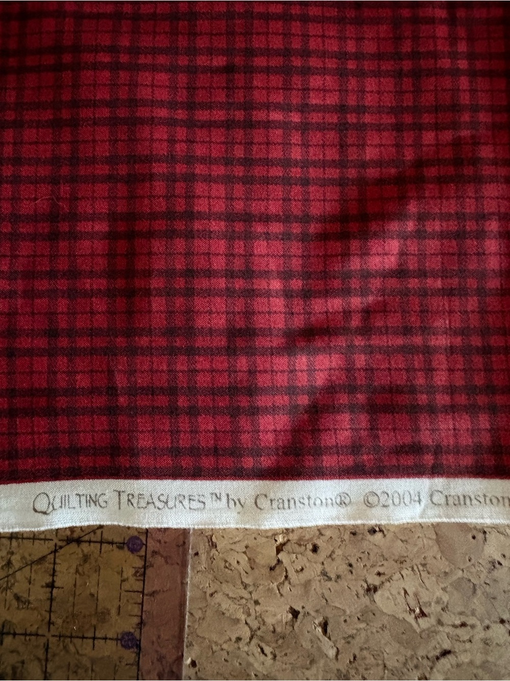 Quilting Treasures Cranston Red Plaid Fabric 1 yard by 44